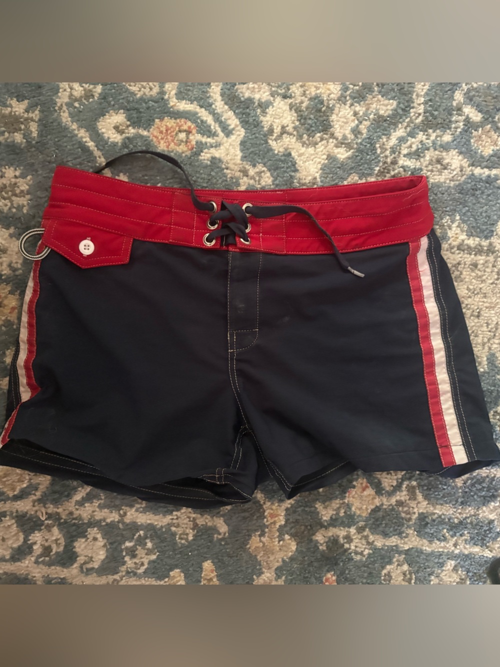 Birdwell Navy and Red Women's Swim Shorts